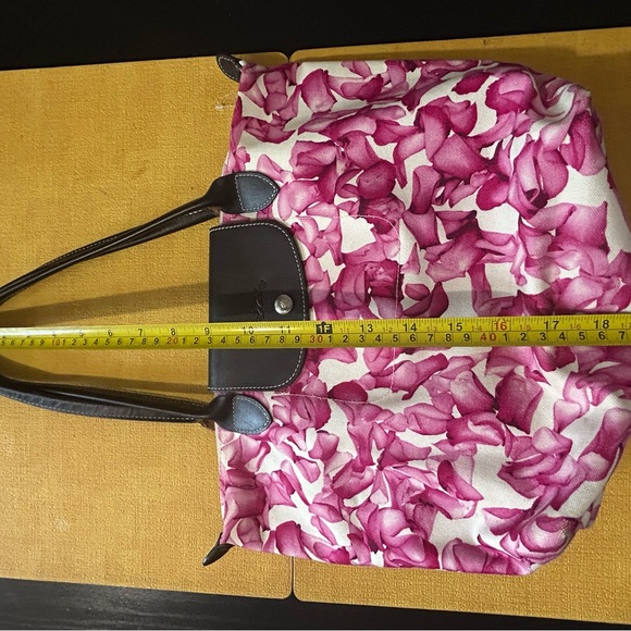 Longchamp Le Pliage Pink Floral Tote Bag - Picture 4 of 13